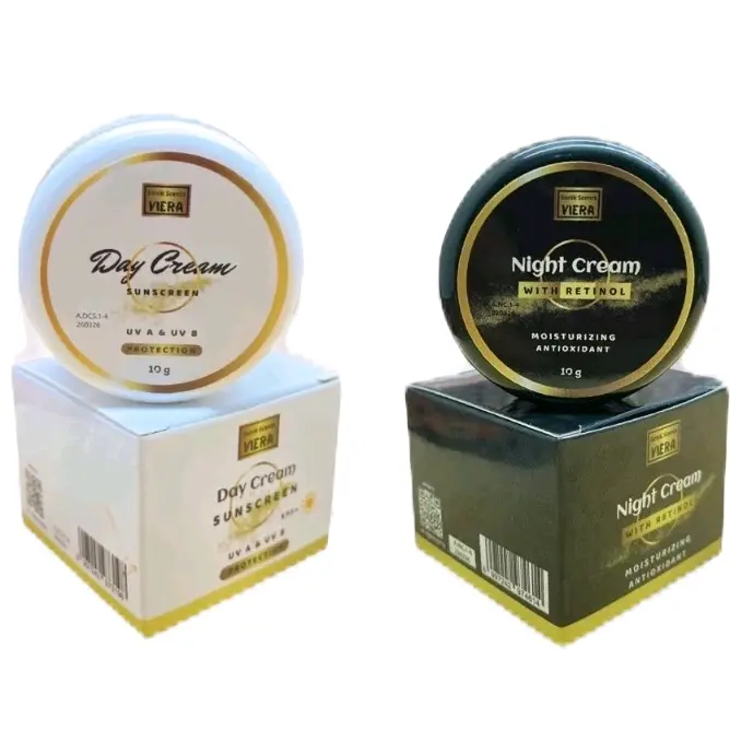 PAKET Viera Krim Wajah Anti-Aging Satu Set Day Cream Sunscreen SPF Dan Night Cream With Retinol