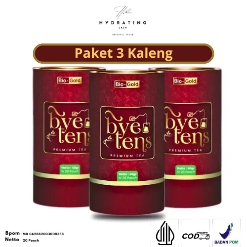 Bio Gold Bye Tens Premium Tea Herbal Hipertensi Untuk Darah Tinggi Kolesterol Asam Urat - Daun Teh Hijau Seledri Mengkudu Original Bpom