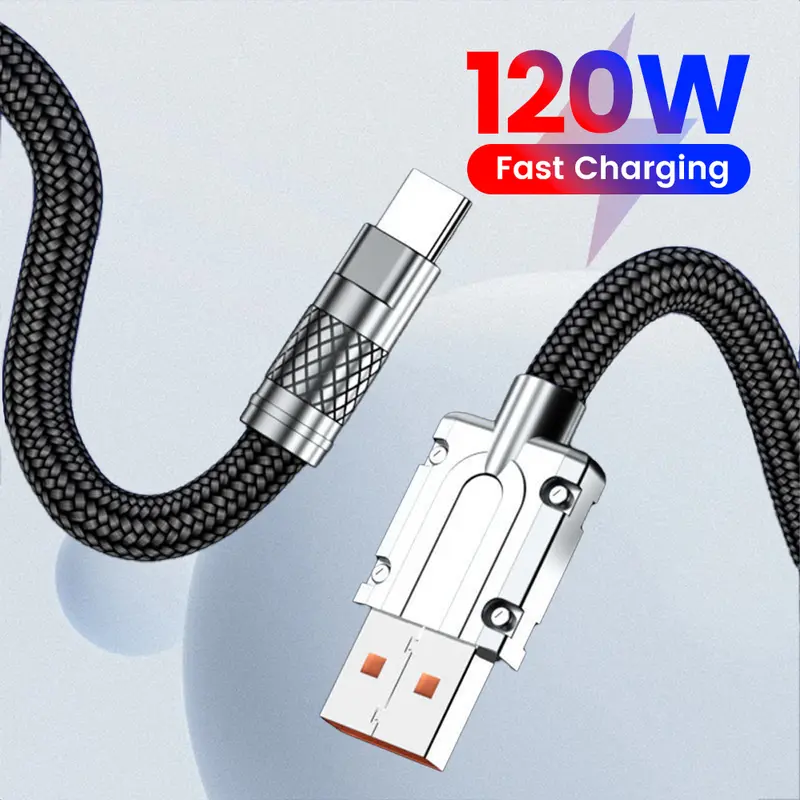 Cáp Dữ Liệu Sạc Siêu Nhanh, 120W, Dành Cho Điện Thoại Di Động Huawei, VIVO, Honor, Xiaomi, OPPO, Bện Dày, Cáp Sạc 1