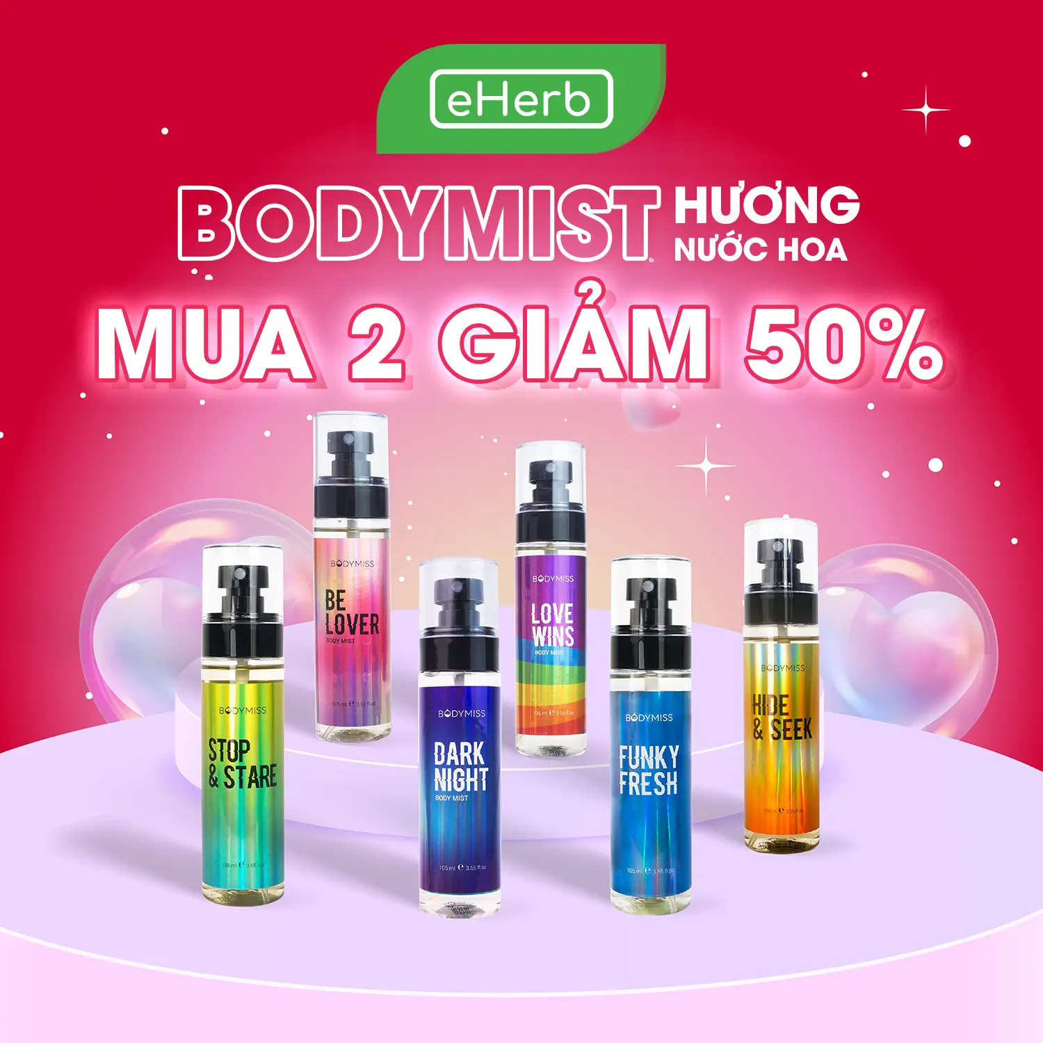 [MUA 2 GIẢM 50%] Bodymist Nước Hoa Nam Nữ EHERB - Xịt Thơm Body Nam Unisex BODYMISS Phù Hợp Đi Học, Hẹn Hò - Xịt Khử Mùi Cho Nam - Nước Hoa Mini Hair Mist Perfume Cosmetic Fragrance Women Mỹ Phẩm Chính Hãng 30ml - 105ml (Chai)