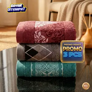 KUP - 3 Pcs Handuk Dewasa Super Hemat Ukuran standard 70 x 140 CM - WARNA & MOTIF RANDOM bahan katun cocok untuk kado
