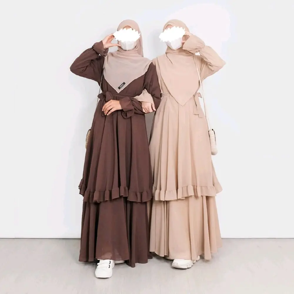 Gamis Malaysia Model Terbaru Kekinian Gamis Muslim Melayu Polos Bahan Cerutty Babydoll Light Grey