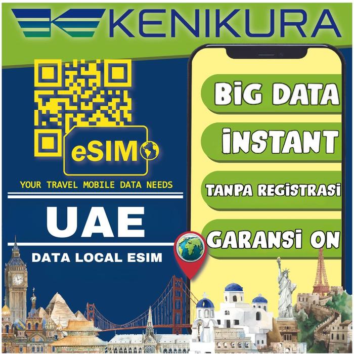 Gambar eSIM UAE Dubai Kuota Harian – Daily Quota | eSIM Travel United Arab Emirates 4G/5G | Kenikura - 1 Day, 500MB/day dari Kenikura Tour Kota Tangerang Selatan Tokopedia