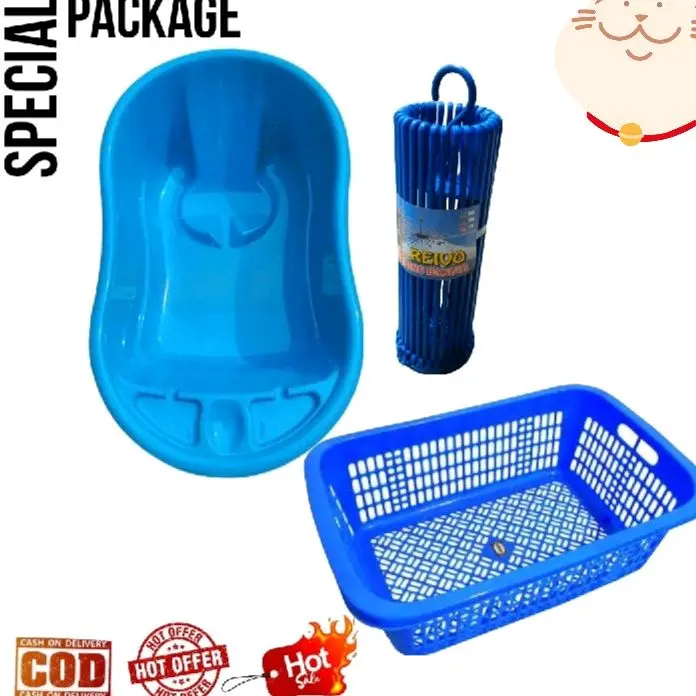 Paket Hemat Bak Mandi Bayi Polin + Keranjang Pakaian Folding Bulat/Hanger Puter 20 Stik dan 30 Stik - Bather GRATIS BUBLE WRAP 4