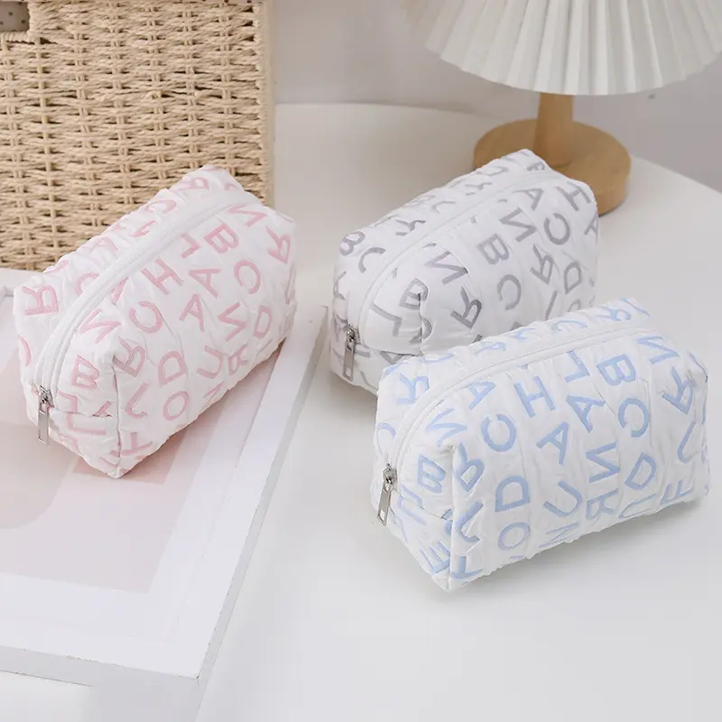 Tempat Pensil/ Tepak/ Tas Kosmetik/ Pouch Kotak Varian Abjad Pastel Fancy