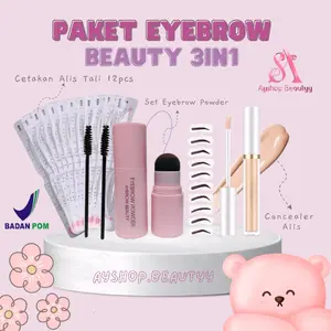 (BPOM 3in1) Aybrow Beauty Paket Eyebrow Powder 3in1 Cetakan Alis Tali Instant Waterproof / Eyebrow Powder Pensil alis waterproof