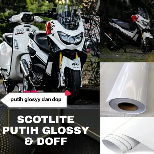 STIKER SKOTLET PUTIH GLOSYY dam putih dop permeter