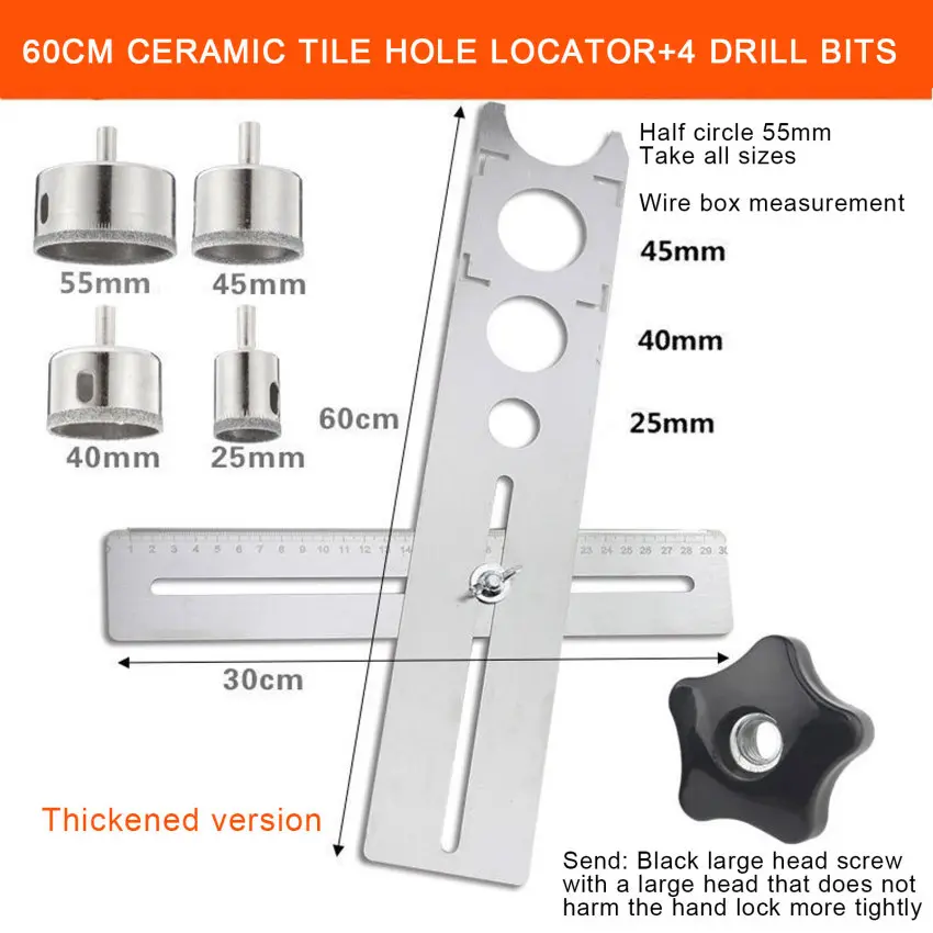 Multi-Functional Stainless Steel Ceramic Tile Hole Locator Ruler Adjustable Punching Hand Measure Tools For House Decorated Work