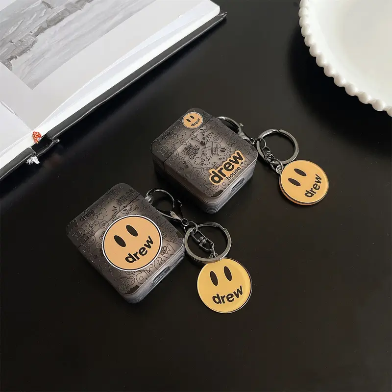 Ốp Vuông Silicon TPU Mềm, Drew Đen, Tương Thích Với Thiết Bị Airpods 4 Pro, 1 / 2 / 3 Pro2, Phụ Kiện Ốp Bảo Vệ, Thích Hợp Cho Tai Nghe Bluetooth Không Dây, Vỏ Bảo Vệ Chống Sốc Cầm Tay, Vỏ Bảo Vệ 1