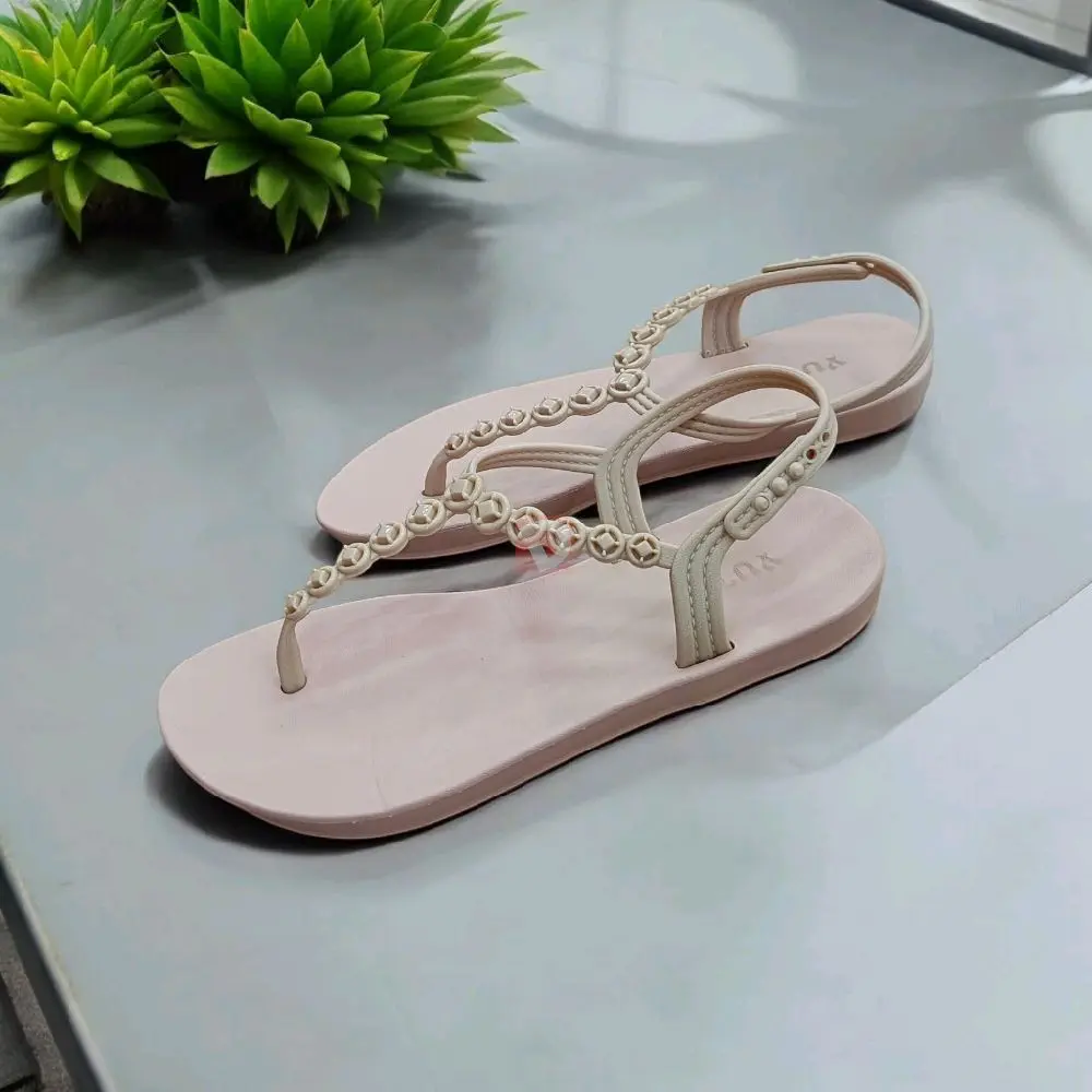 Sandal Wanita Tali Tengah Sendal Jepit Lembut Anti Slip Yutu 2425 Cewek Karet Pink Putih
