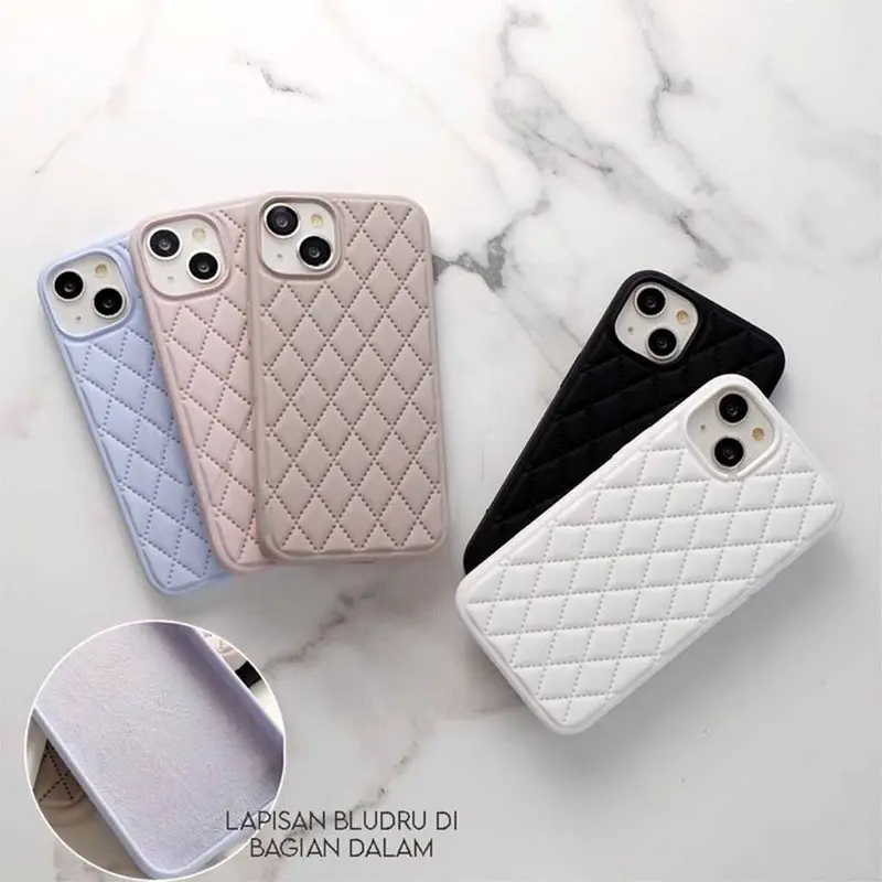 New! Diamond Bludru Rhombic Silicone Case - Softcase/Casing Hp Fullcover Compatible For Iphone X Xs Xr 11 12 13 14 15 16 16e Pro Promax Plus Rci488 1