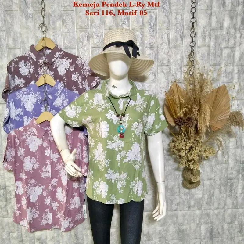 kemeja pendek rayon wanita 0