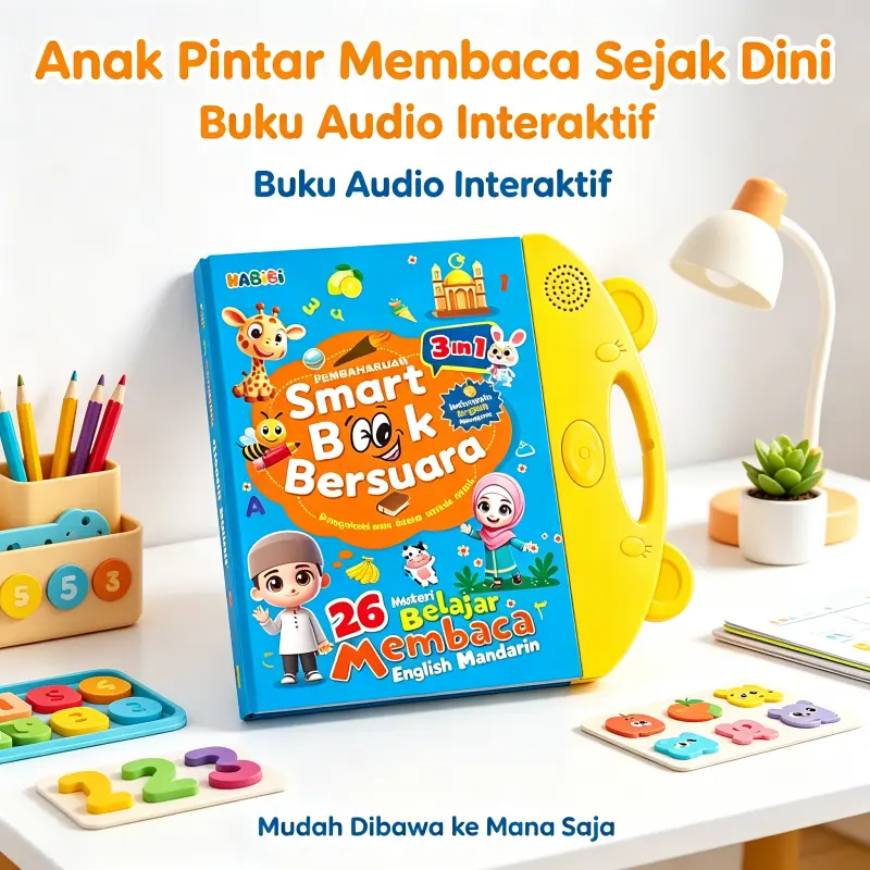 Mainan Edukasi Anak 3 Bahasa Buku Suara Sentuh Jari Pintar Belajar Balita Early Learning Book Buku Bergambar Suara Alat Bantu Belajar Membaca Hadiah Ulang Tahun Anak Belajar Cerdas Trend 2026 (COD Tersedia)