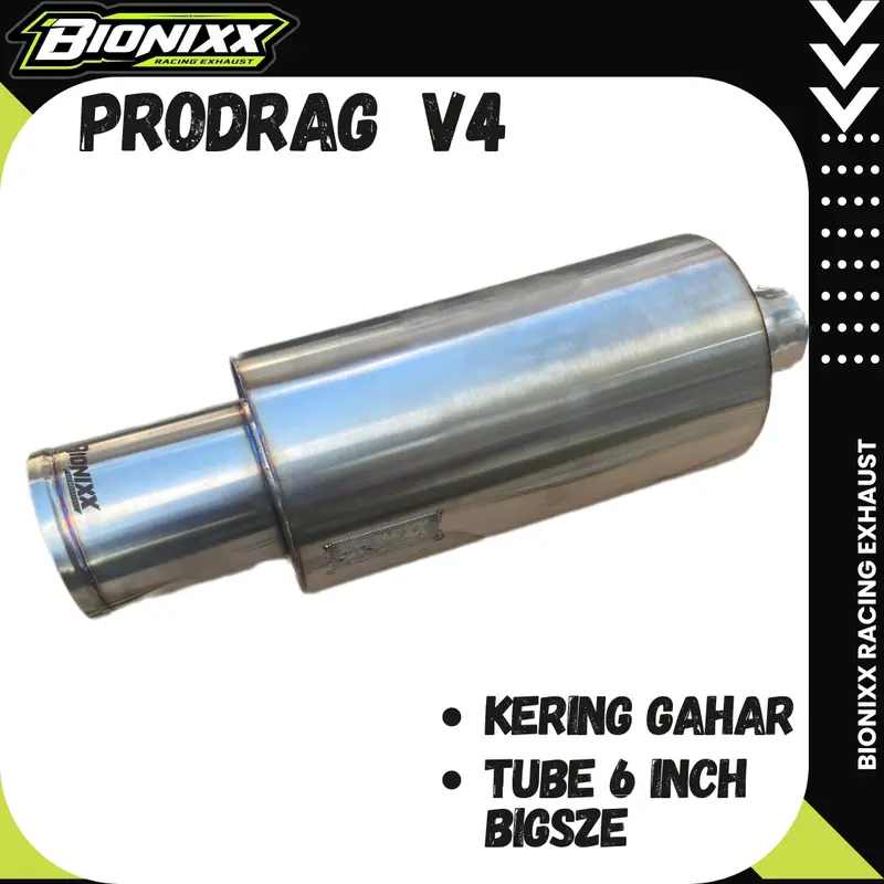 Bionixx Prodrag V4 Suara Kering Bigsize Knalpot Mobil Racing Kualitas Premium Motorcycle muffler  knalpot Tabung 6 inch 8