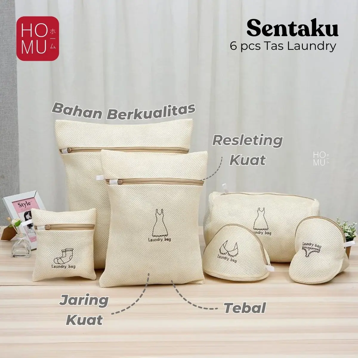 HOMU SENTAKU Laundry Net Bag Kantong Jaring Pelindung Cuci Baju Mesin Extra Tebal pakaian sarung