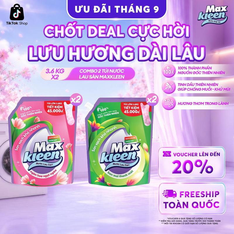 Combo 2 Túi Nước Lau Sàn Làm Sạch MaxKleen 3.6kg