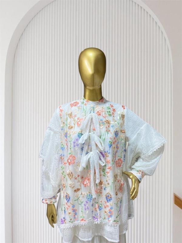 ADINDA & Co- Luna Blouse Atasan wanita Premium brukat halus mix dengan tulle Garden cantik atasan kondangan/ atasan pesta cantk/ blouse remaja kekinian 2025/ baju lebaran remaja 2