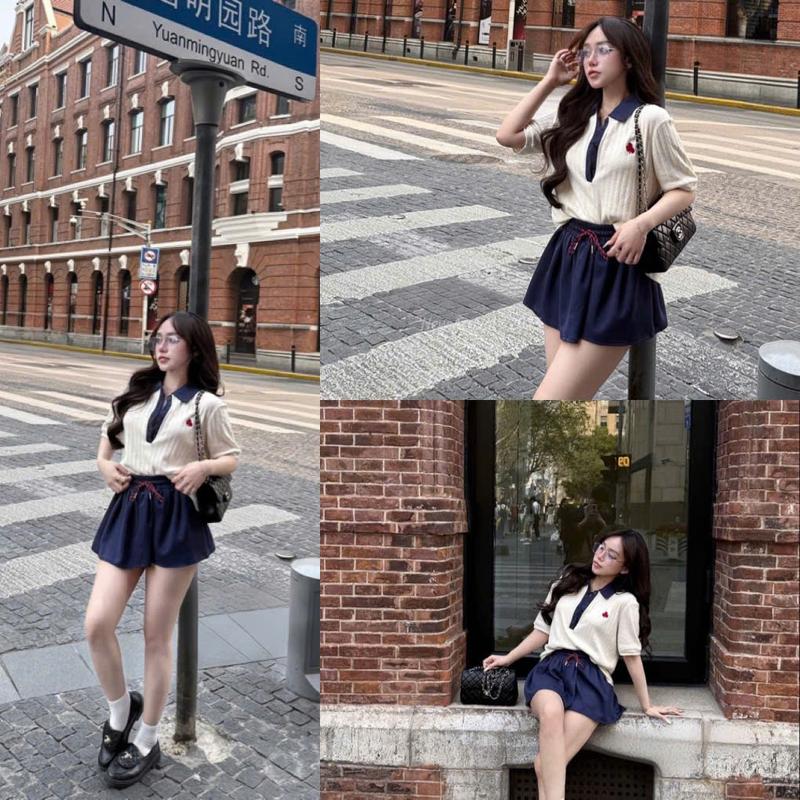 Sét Áo Len Thừng Cổ Bể Mix Chân Váy Xoè Dành Cho Nữ Mặc Cực Cá Tính by T.LINH STORE 68