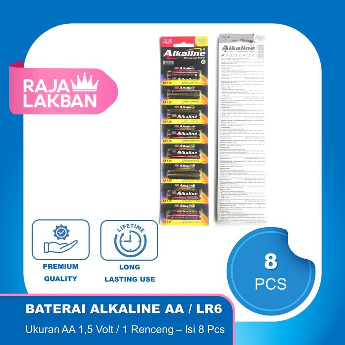 Jual ABC Baterai ALKALINE AA/AAA 1,5 Volt Renceng Isi 8 Pcs Tahan Lama ...