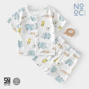 4.4 Nooc Set Overall Bayi Laki-Laki | Piyama Bayi Kancing Tengah | Setelan Pendek Anak Kancing Tengah Bayi Laki-laki Perempuan Bahan Cottton Anak-Anak Parsel