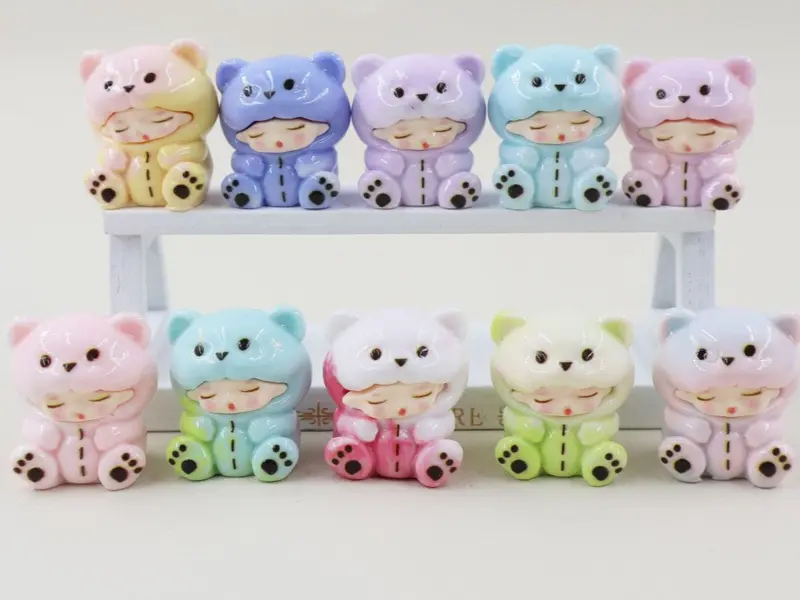 [Siaran Langsung Unboxing] TH009 Gradien beruang boneka lucu diy desktop 0