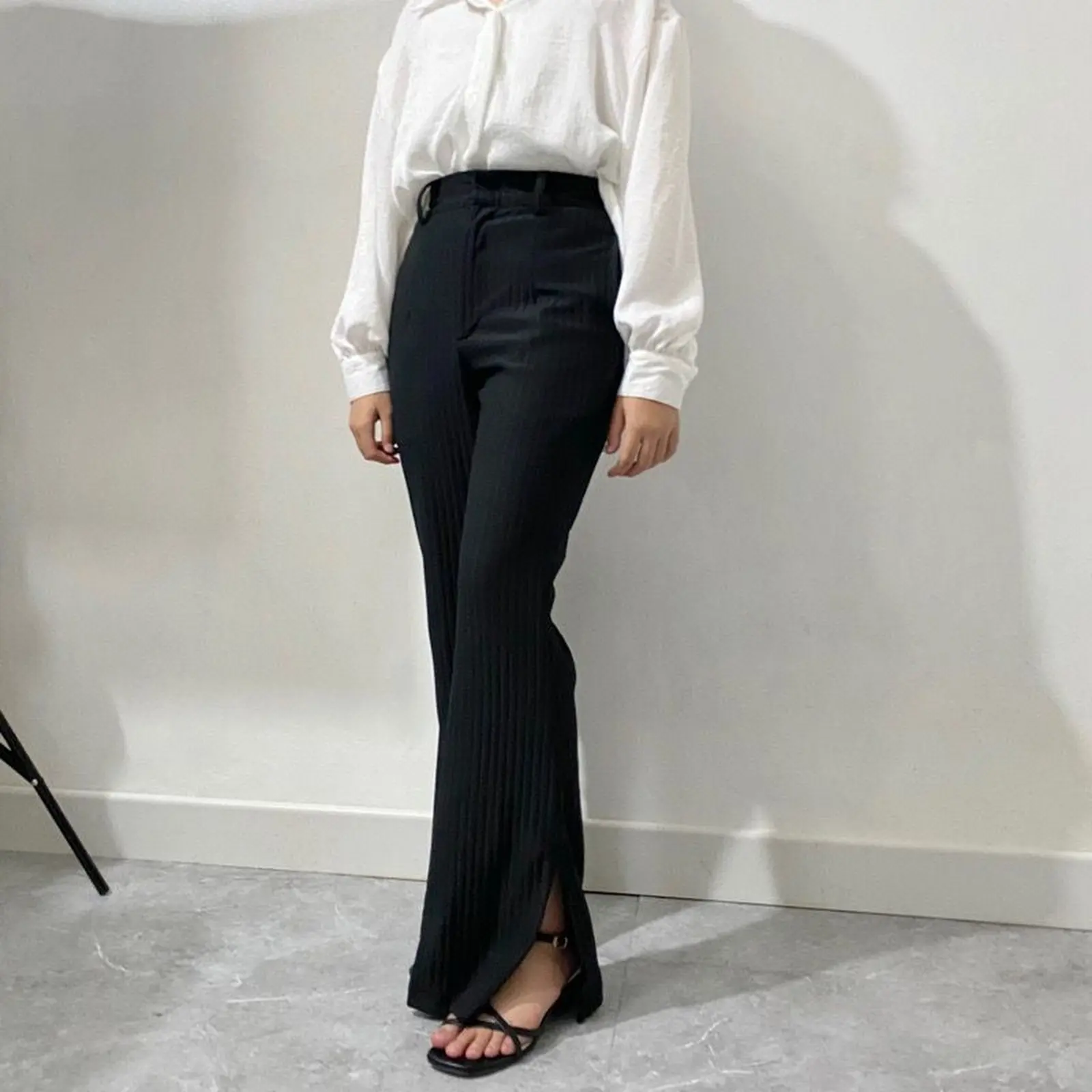 TERLARIS celana cutbray/ celana panjang wanita/celana kantor/celan kulot knit Variasi /celana another/pinggang elastis/ korean grey anggun regular Dark trousers