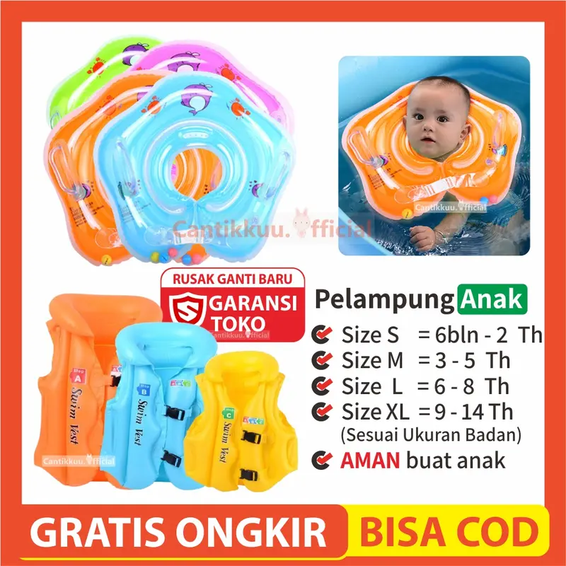 Pelampung Bayi Ban Renang Bayi Pelampung Renang Anak Ban Rompi Jaket Leher Renang Berenang Bayi Anak Duduk Perempuan Laki Laki Neck Ring Baby 0