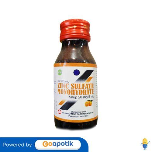 Gambar ZINC SULFATE MONOHYDRATE IMFARMIND 20 MG/5 ML SYRUP 60 ML dari Apotek Joyful by GoApotik Kota Surabaya Tokopedia