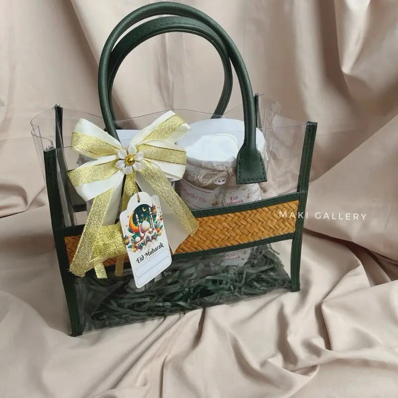 Tas Hampers Lebaran Idul Fitri Unik Custom / Parcel Bingkisan Kue Toples Mika Pandan Mendong By Maki Gallery Pita 7