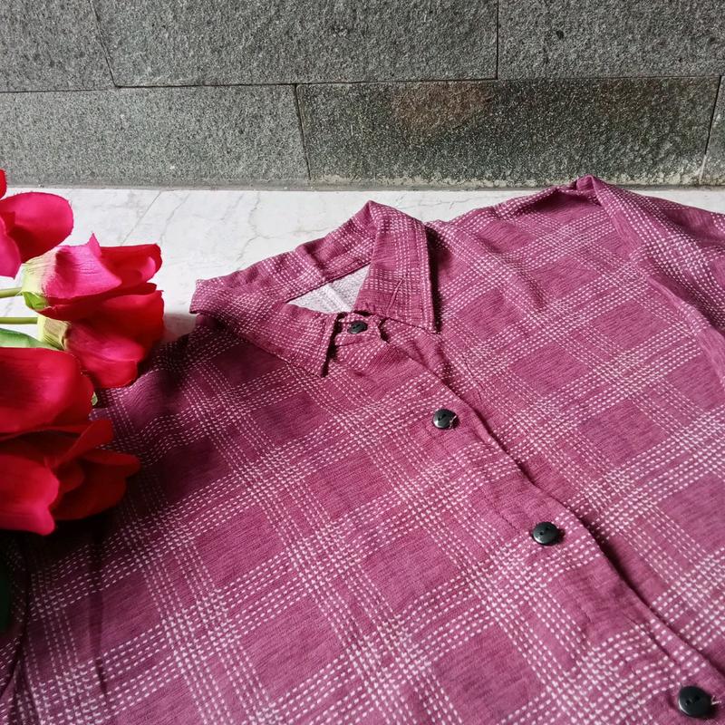 Kemeja Kotak wanita Kerah Rayon Motif Nyaman 0