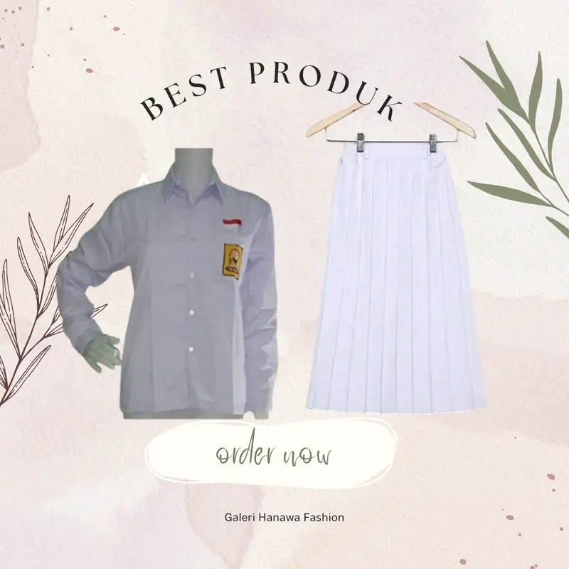 Seragam Sekolah SMP PEREMPUAN Lengan Panjang dan Rok Rimpel Pinggang Kerut Fashion Bordir Baju Anak 7