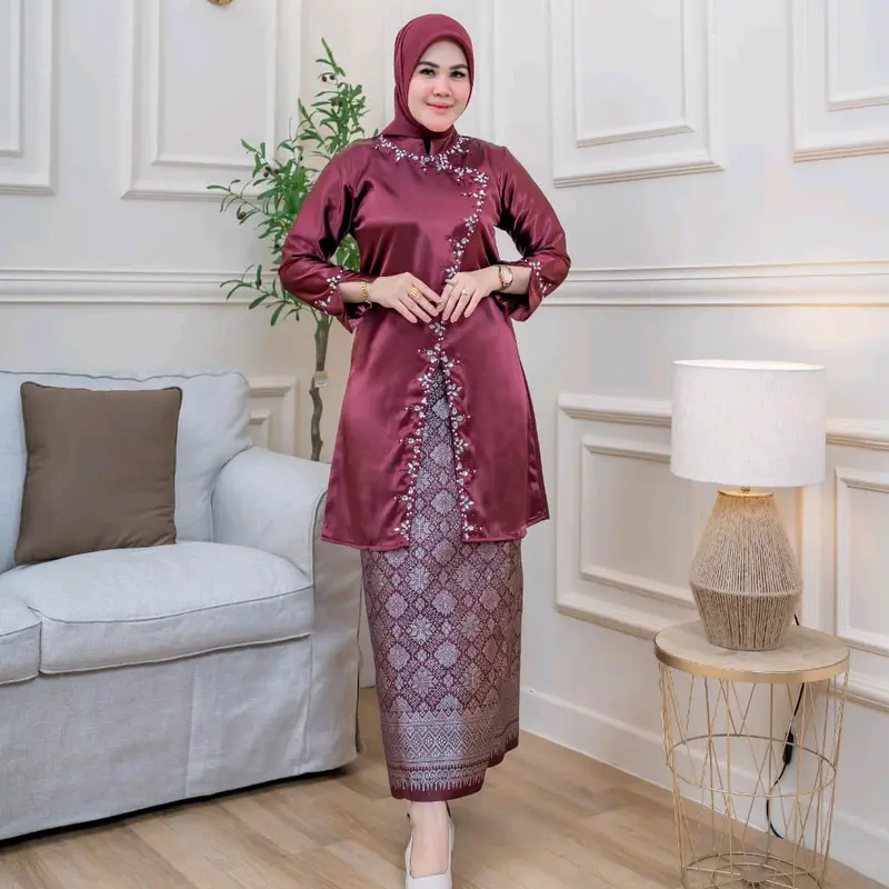 SETELAN TUNIK KAMARI PAYET MUTIARA PESTA WISUDA Formal Lembut Muslim 3