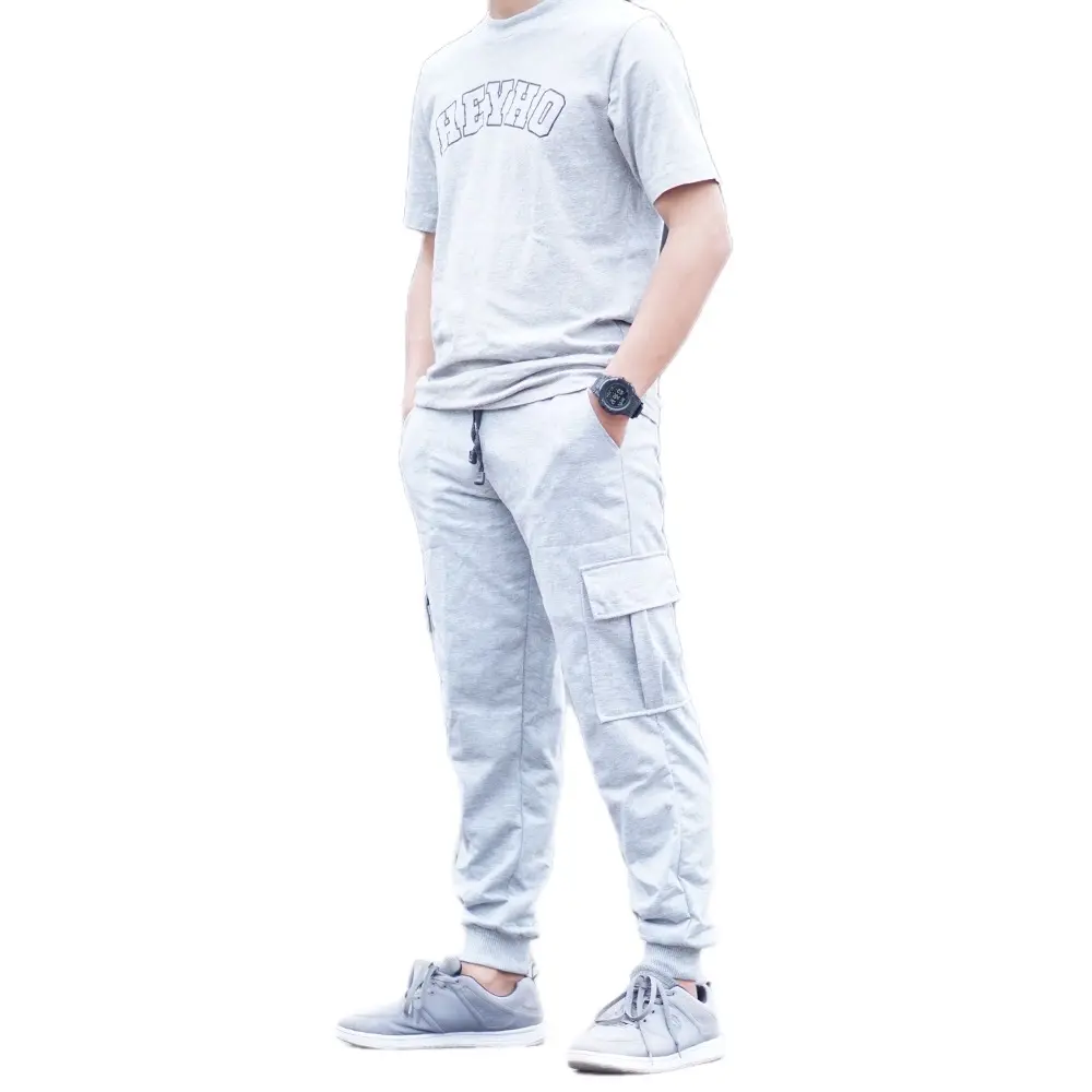 Celana Jogger Cargo Slimfit Gaya Korean Unisex Pria & Wanita Pants Abu Sport