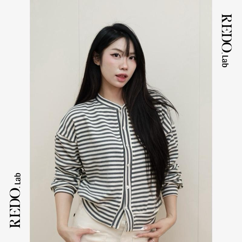  | Mở bán REDO | ÁO KHOÁC CARDIGAN NỮ DỆT KIM HOẠ TIẾT KẺ SỌC BASIC CÚC NGỌC  MỀM MẠI áo khoác cardigan 
