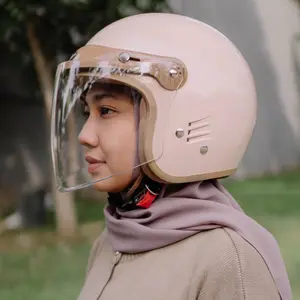 Bipplast Helm Bogo Solid Luminous Keren Kekinian Dengan Kaca terbaru Lis pink Coklat Visor SNI Motorcycle