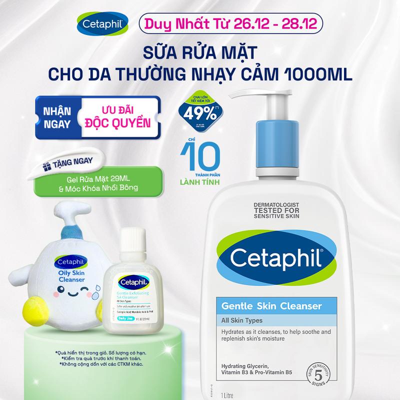 Live Sữa rửa mặt dịu lành cho da nhạy cảm CETAPHIL GENTLE SKIN CLEANSER 1000ML