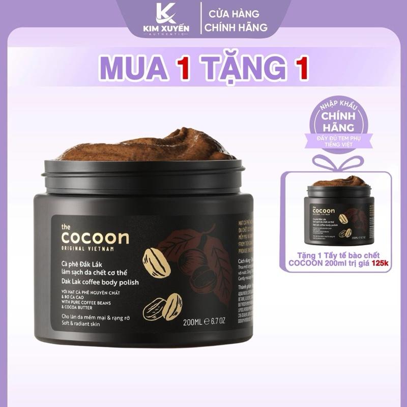 (Mua 1 Tặng 1) Tẩy tế bào chết Cà Phê Đắk Lắk Cocoon - Hủ 200ml Dưỡng Body Skincare Làm Đẹp Da