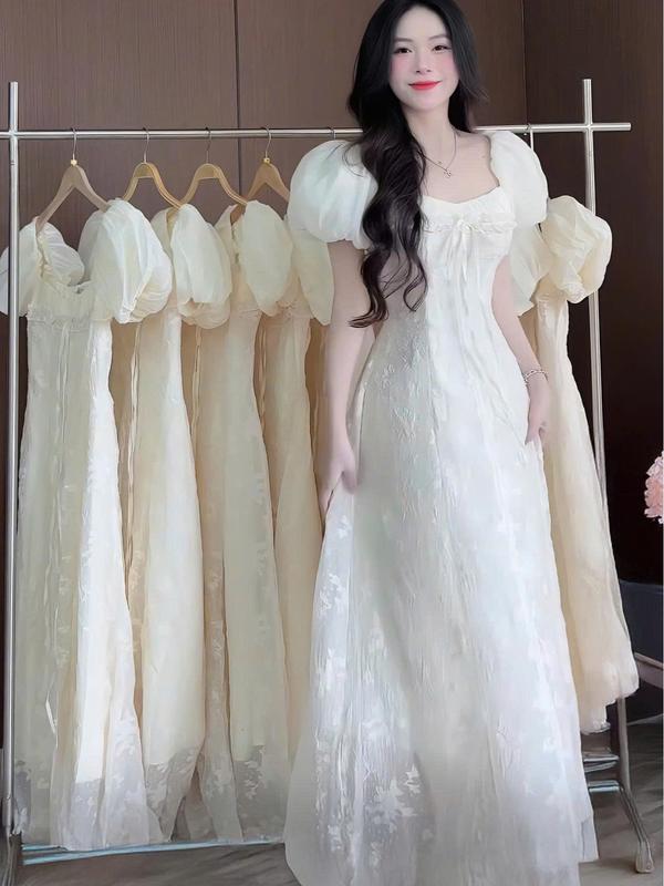 D808 (TÁO ĐỎ BIGSIZE 55-90KG) ĐẦM THIẾT KẾ BIGSIZE CỔ VUÔNG DÁNG DÀI TAY PHỒNG