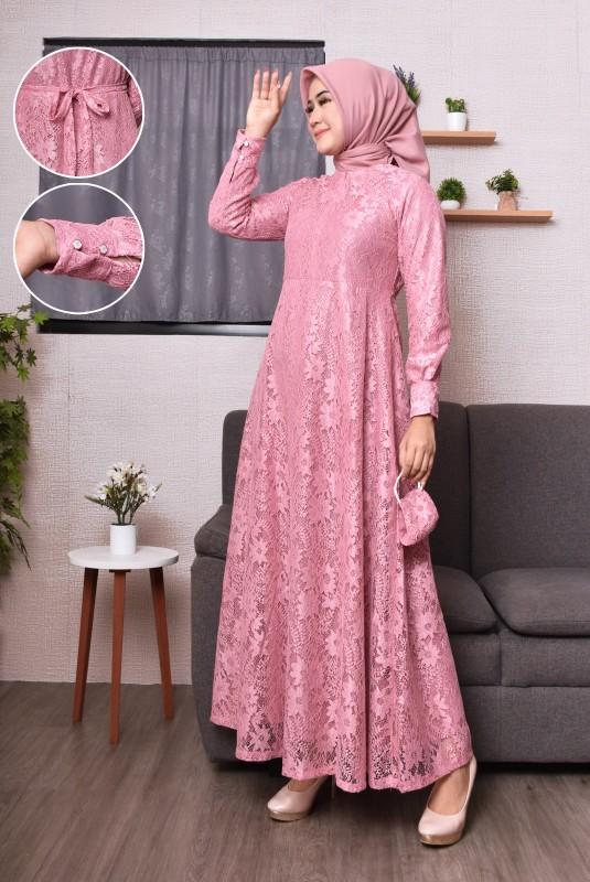 azalia mode gamis brukat jumbo gamis pesta buat seragaman ada ukuran dari m.l.xl.xxl.3xl free masker Dress Muslim Kondangan