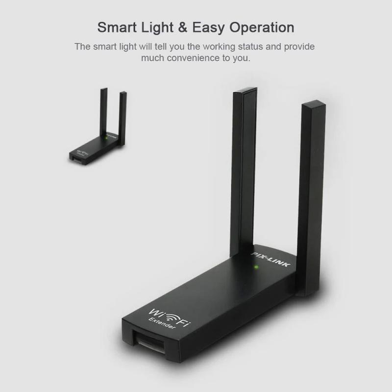 Product Introduction of USB WiFi Signal Extender Amplifier with Double Antenna MT7628K LV - UE02 300Mbps 802.11n 25