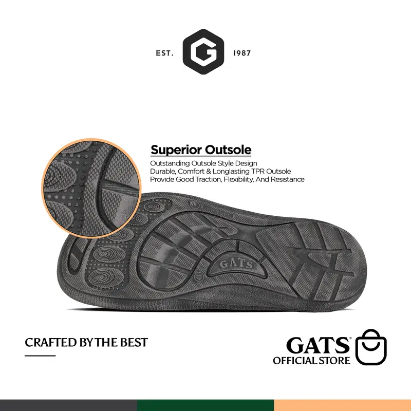 GATS - HG 281 - Sandal Kulit Pria Casual - Coklat Tua 4