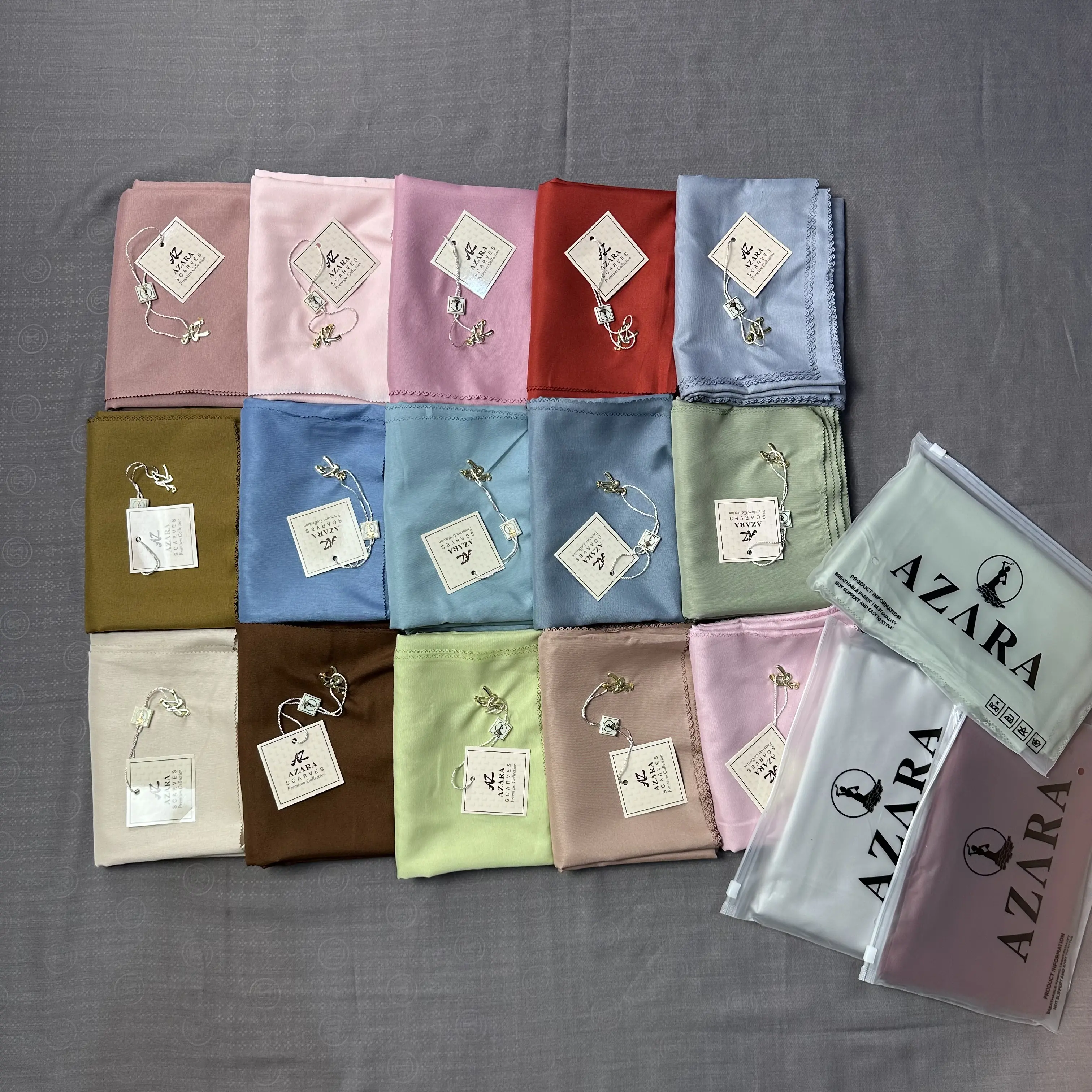 ( PAKET ) 5 + 2  POUCH LOGO SEGIEMPAT POLOS VOAL Square Jilbab Nyaman