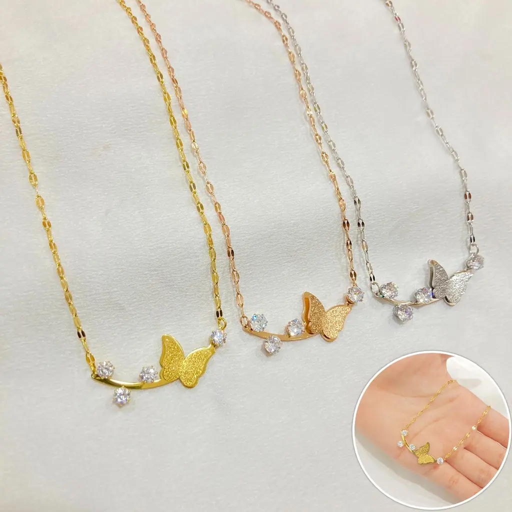 kalung titanium cewek style korean kekinian model terbaru kalung  aesthetic Emas Hadiah Silver Wanita