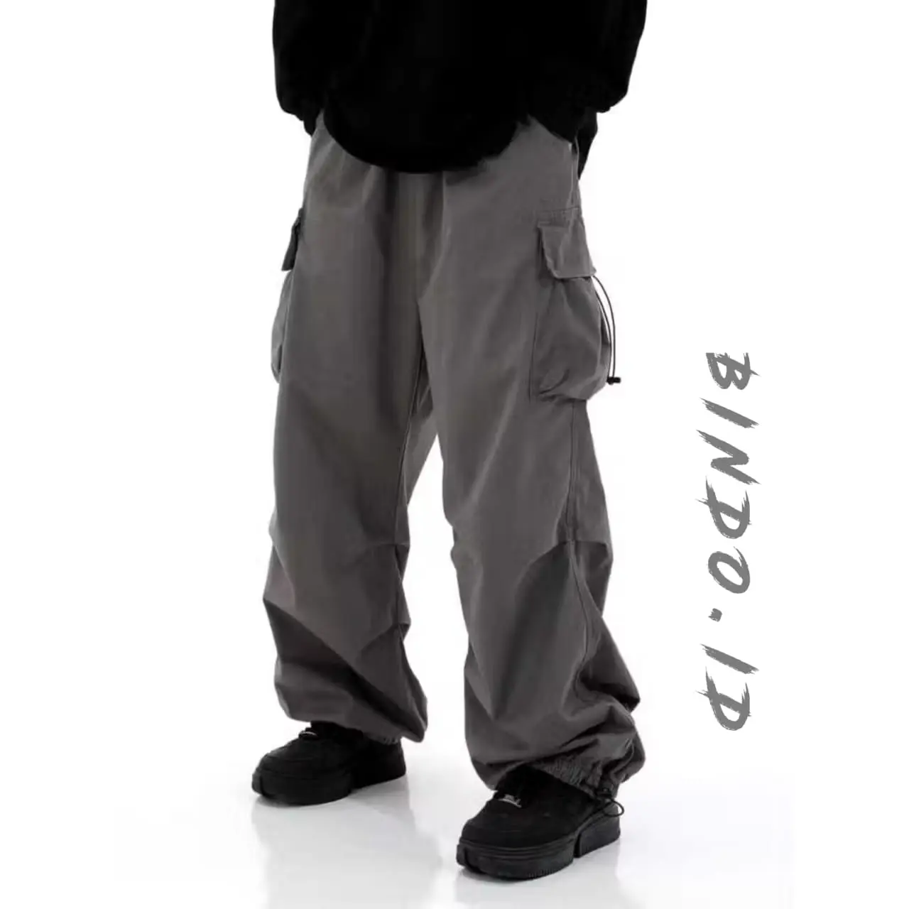 Celana Cargo Panjang Pria Fshion Korean style cargo hitam loose pants Big Size Cargo Panjang celana outdoor Kulot Cargo Pants baggy  pants celanagunung tactical outfit cowok Chino