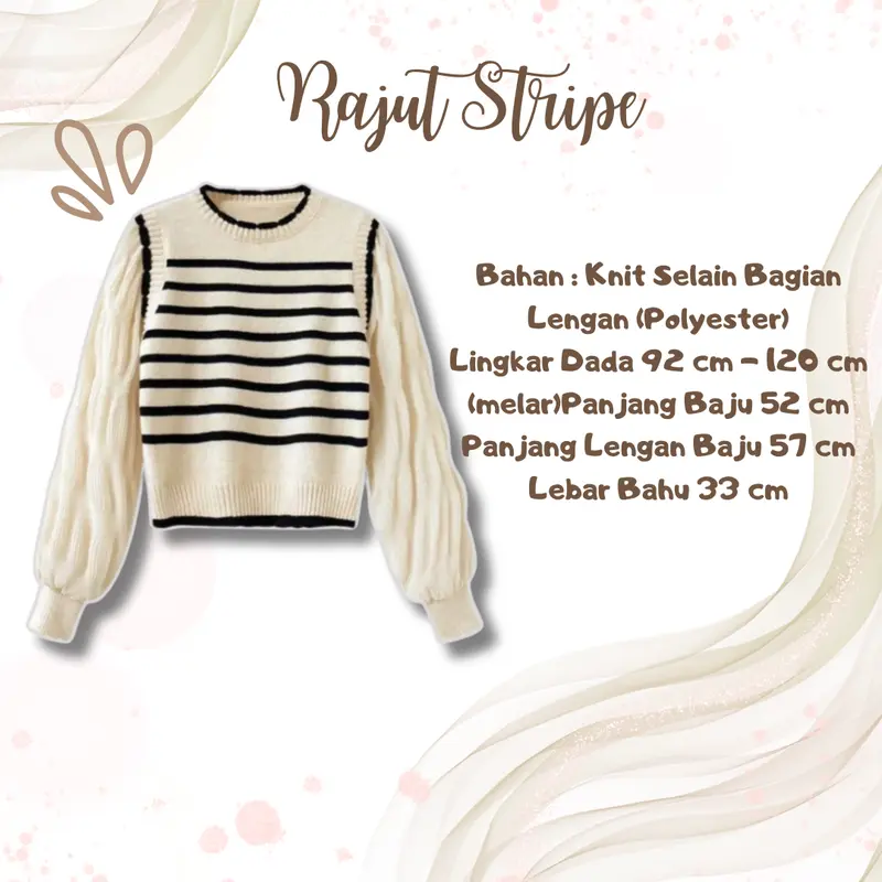 One Set 3 in 1 Rok Jeans + Rajut Stripe + Pashmina Outfit Casual Ootd Jalan Korean Style BC38 4
