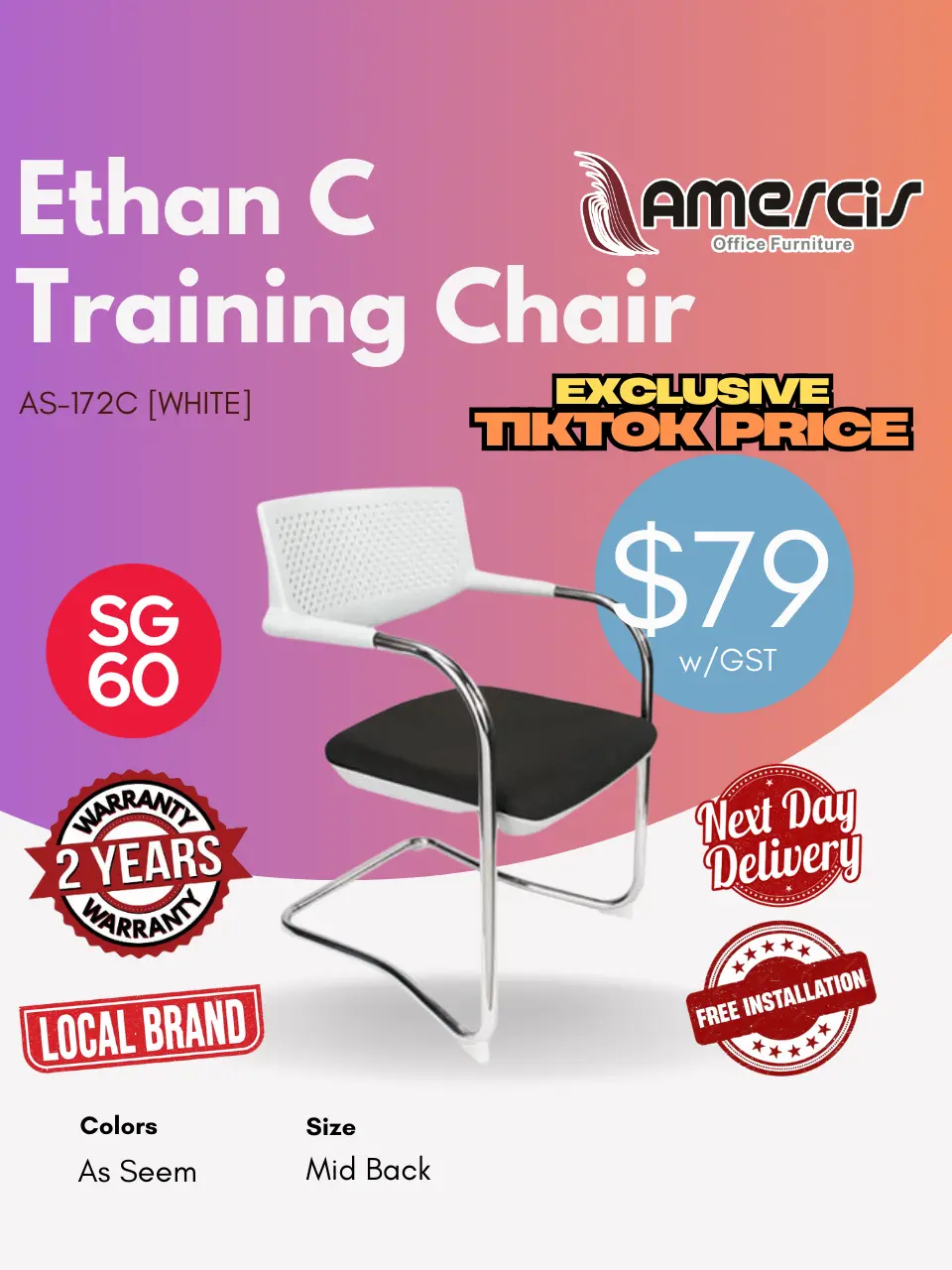 Amercis Mid Back Ethan Training Chair AS-172C