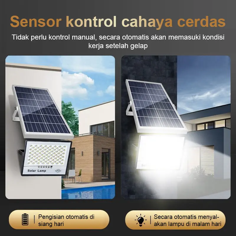 lampu tenaga surya otomatis 2000W  tahan air  dengan remote control Luar ruangan, dalam ruangan, kolam, jalan surya otomatis outdoor with Power Display Timing Function lampu solar cell Outdoor Lamp Waterproof Solar Light Kabel lampu taman tenaga surya 6