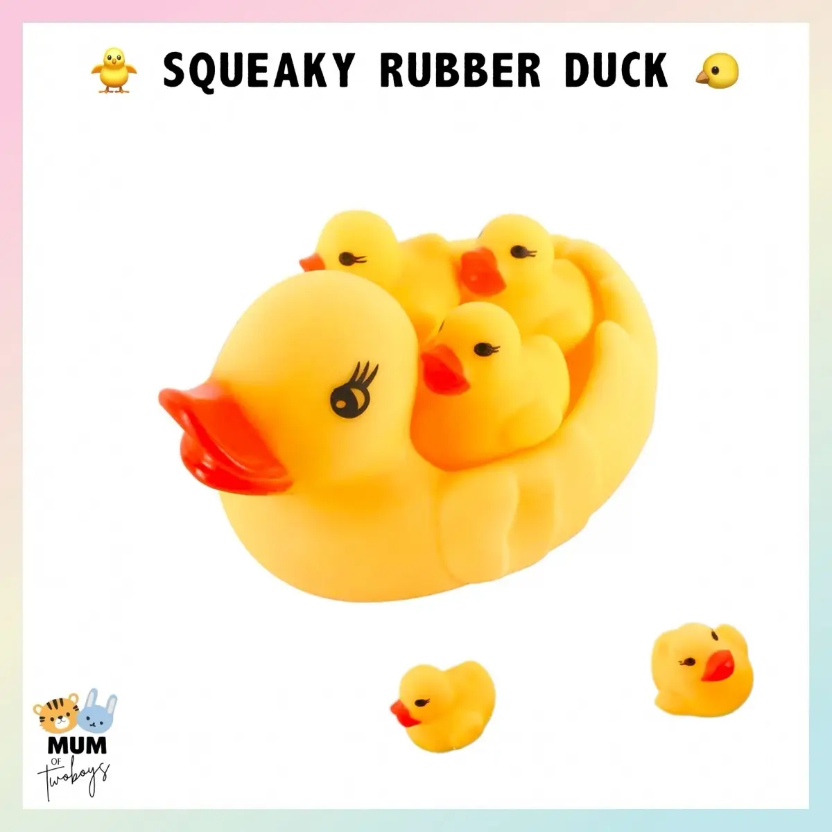 [MUMof2boys] Squeaky Yellow Duck Shower Toy for Kids – Fun & Safe Bath Time Play, Baby & Toddler Bathing Toy