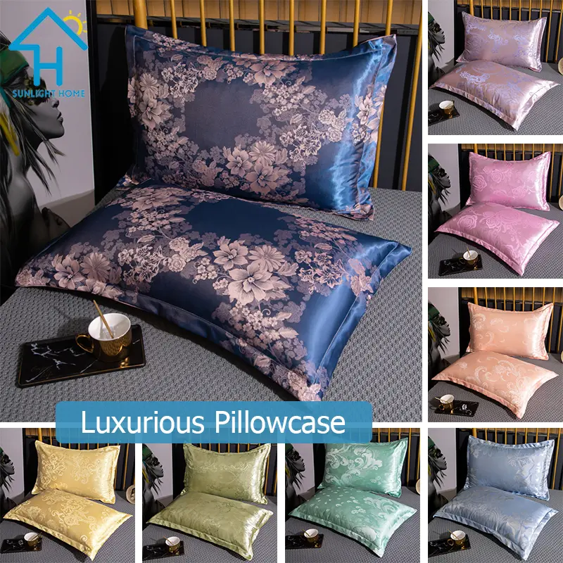 SUNLIGHT HOME 1 Piece Luxurious Pillowcase,Multi-pattern Pillow Case 9 Colors,Breathable Pillow Cover