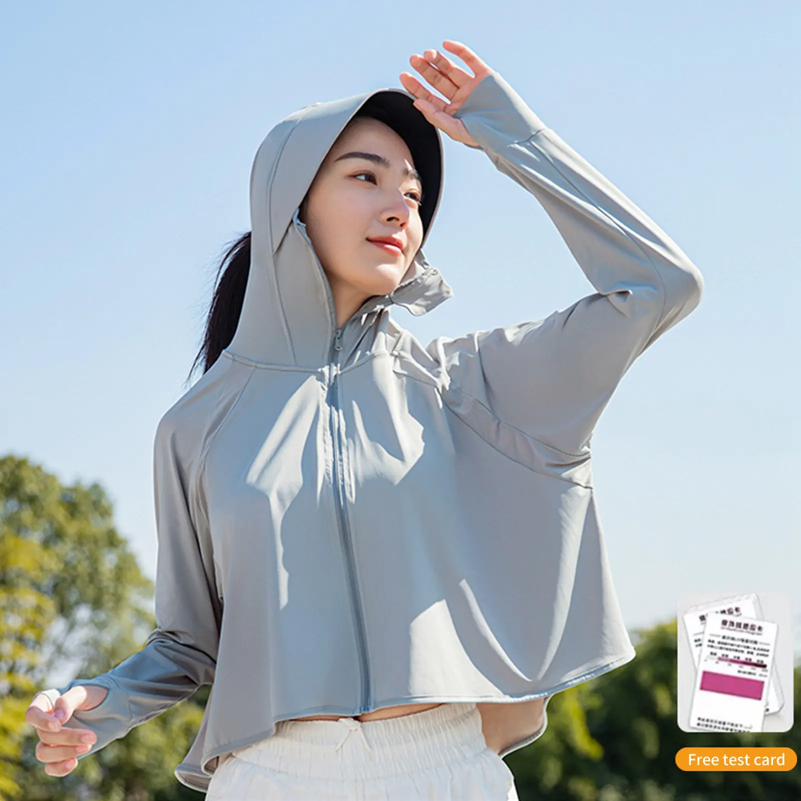 Summer Cooling UV Protection Hooded Sun Protective Jacket Long Sleeve Breathable Sun Protection Thin Coat